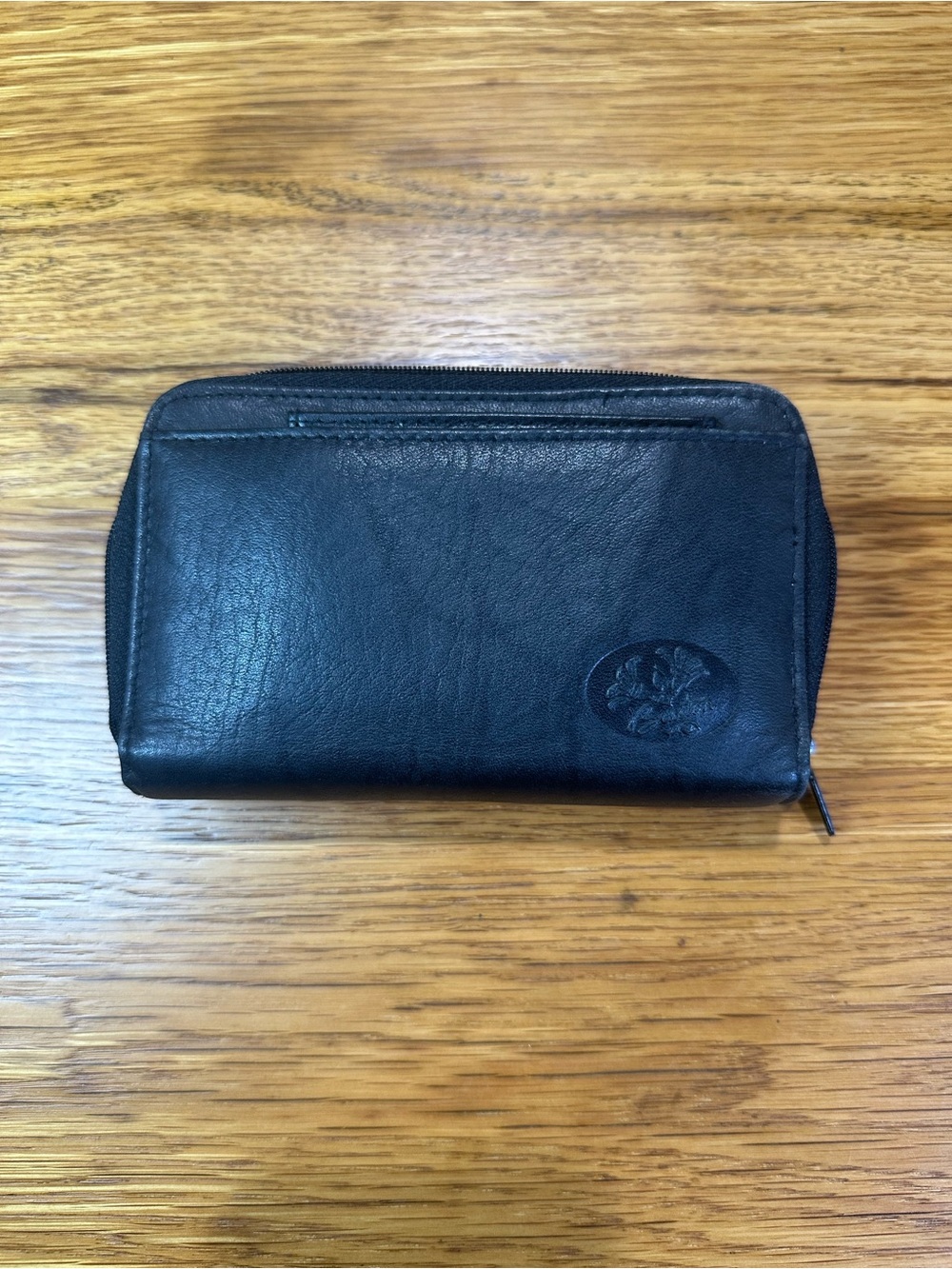 Buxton Heiress Double Zip Organizer Black Leather Wallet